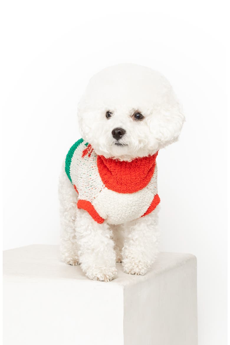 Flower Turtleneck Pet Sweater, Alternate, color, RED