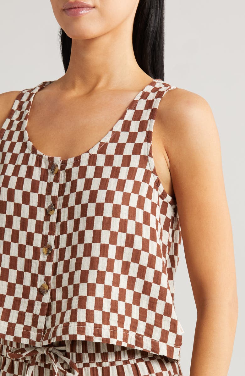 Brixton Mykonos Check Button-Up Cotton Tank, Alternate, color, 