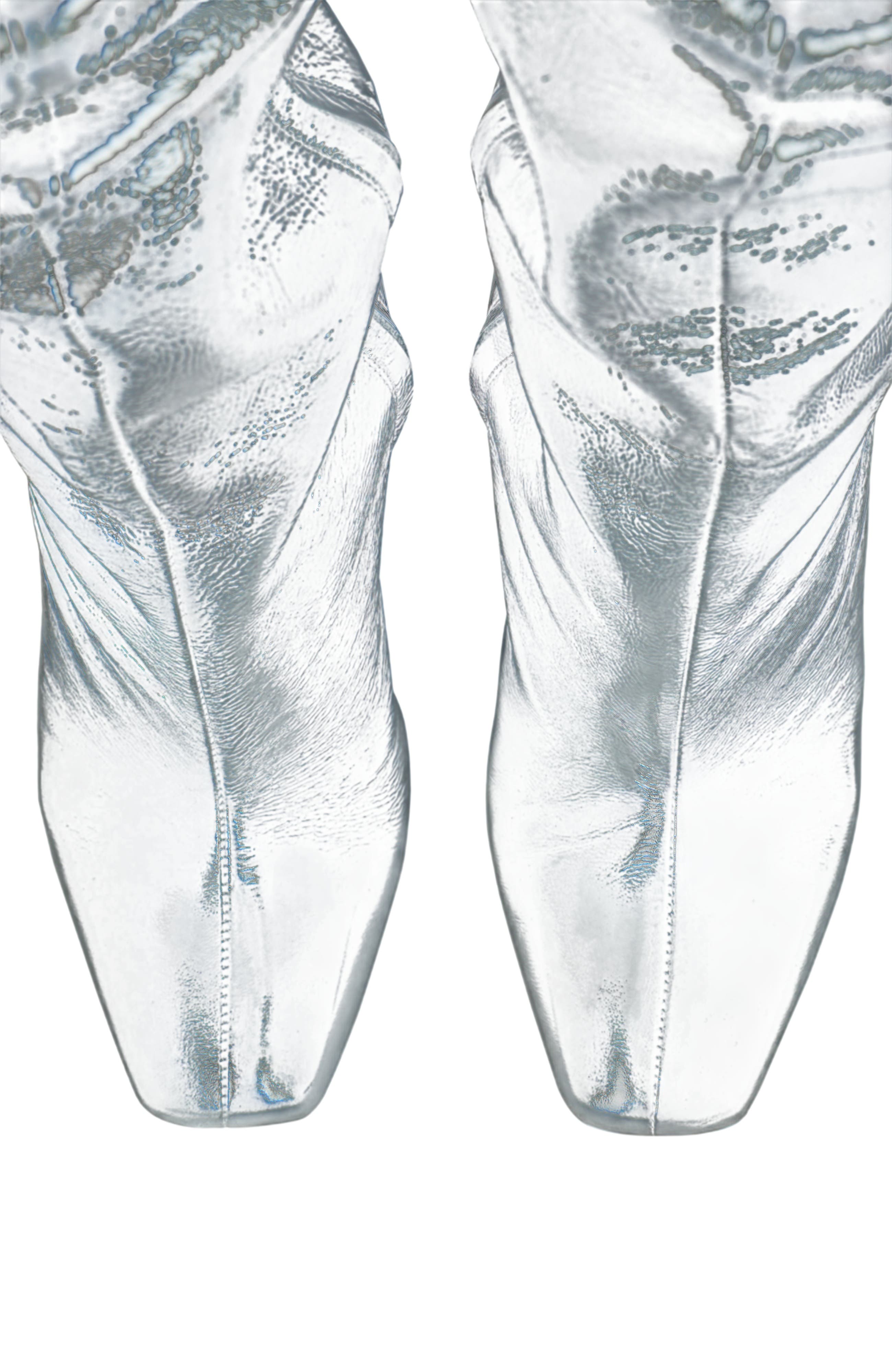 Thigh-High Wedge Boots in Crinkled Patent Leather, Alternate, color, black