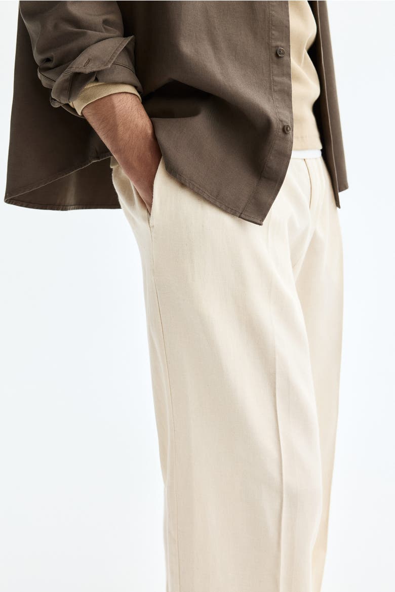 Loose Fit Linen-blend Trousers, Alternate, color, Cream