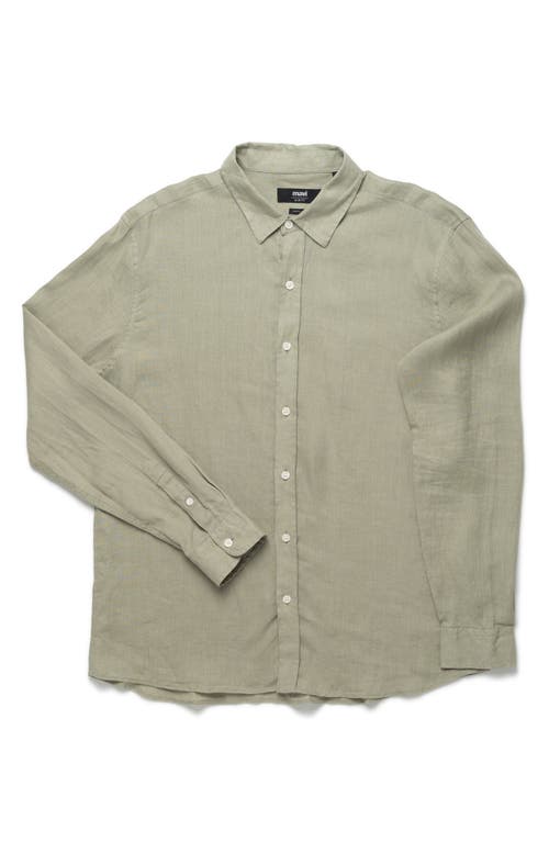 Mavi Jeans Slim Fit Long Sleeve Linen Button-up Shirt In Green