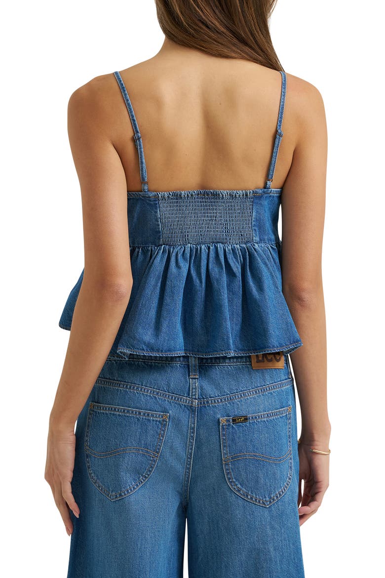 Denim Peplum Camisole, Alternate, color, CAPE TOWN