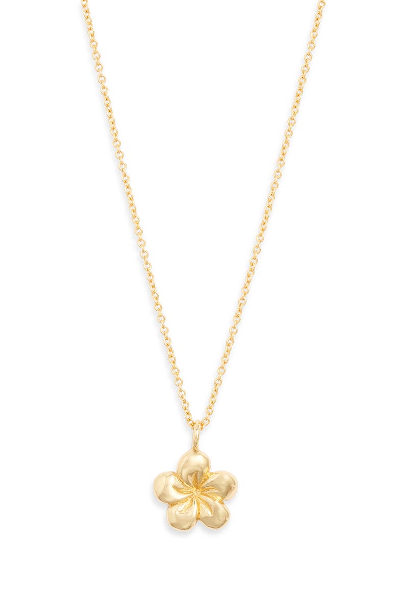 Kiara by Ki-ele Melia Plumeria Pendant Necklace, Main, color, Golden
