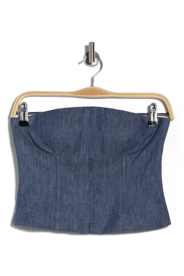 Jillian Strapless Bustier Crop Top, Alternate, color, MEDIUM INDIGO