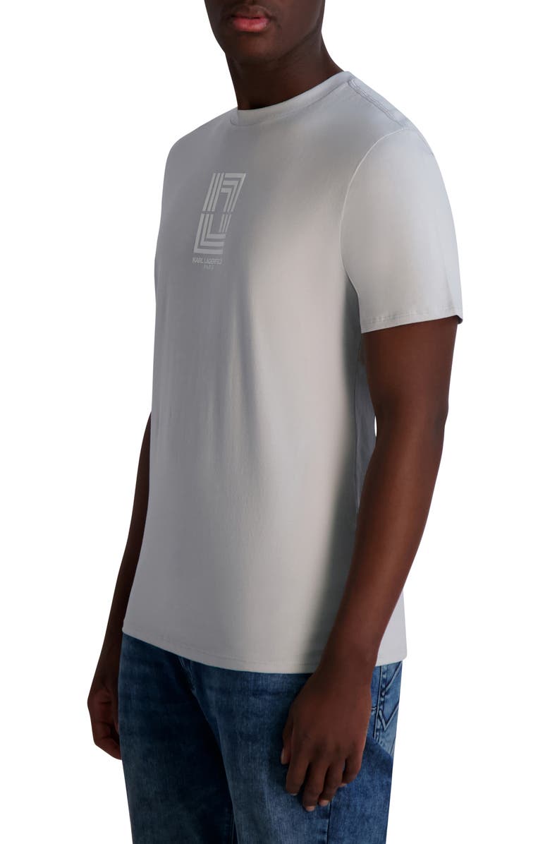 KARL LAGERFELD PARIS Double LL Cotton Graphic T-Shirt, Alternate, color, Light Grey