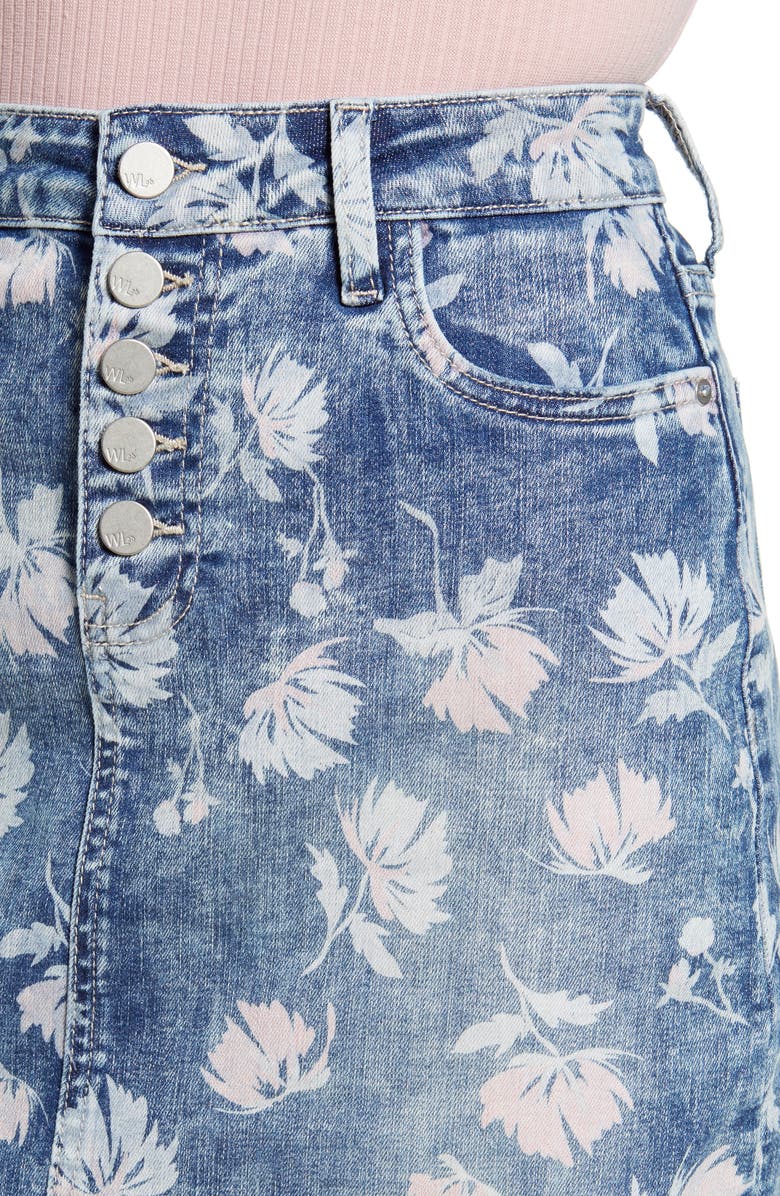 Wash Lab Denim Floral Denim Miniskirt, Alternate, color, Blue Botanical Garden
