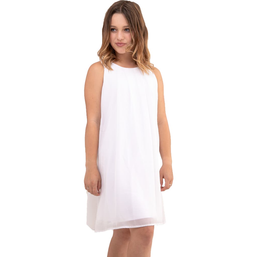 Un Deux Trois Chiffon Shift Dress In White