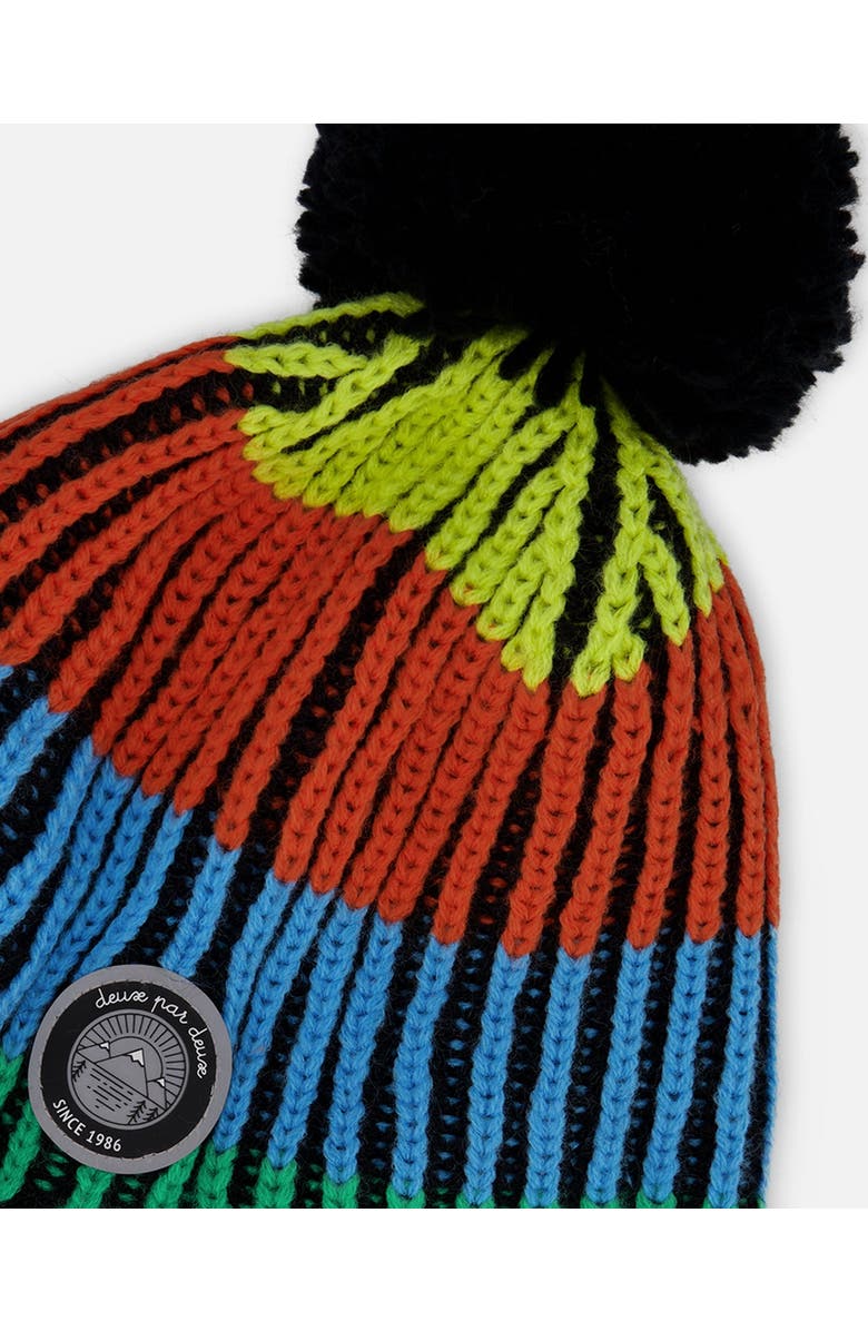 Deux par Deux Lined Peruvian Knit Winter Hat with Pompom Multicolor, Alternate, color, Multicolored
