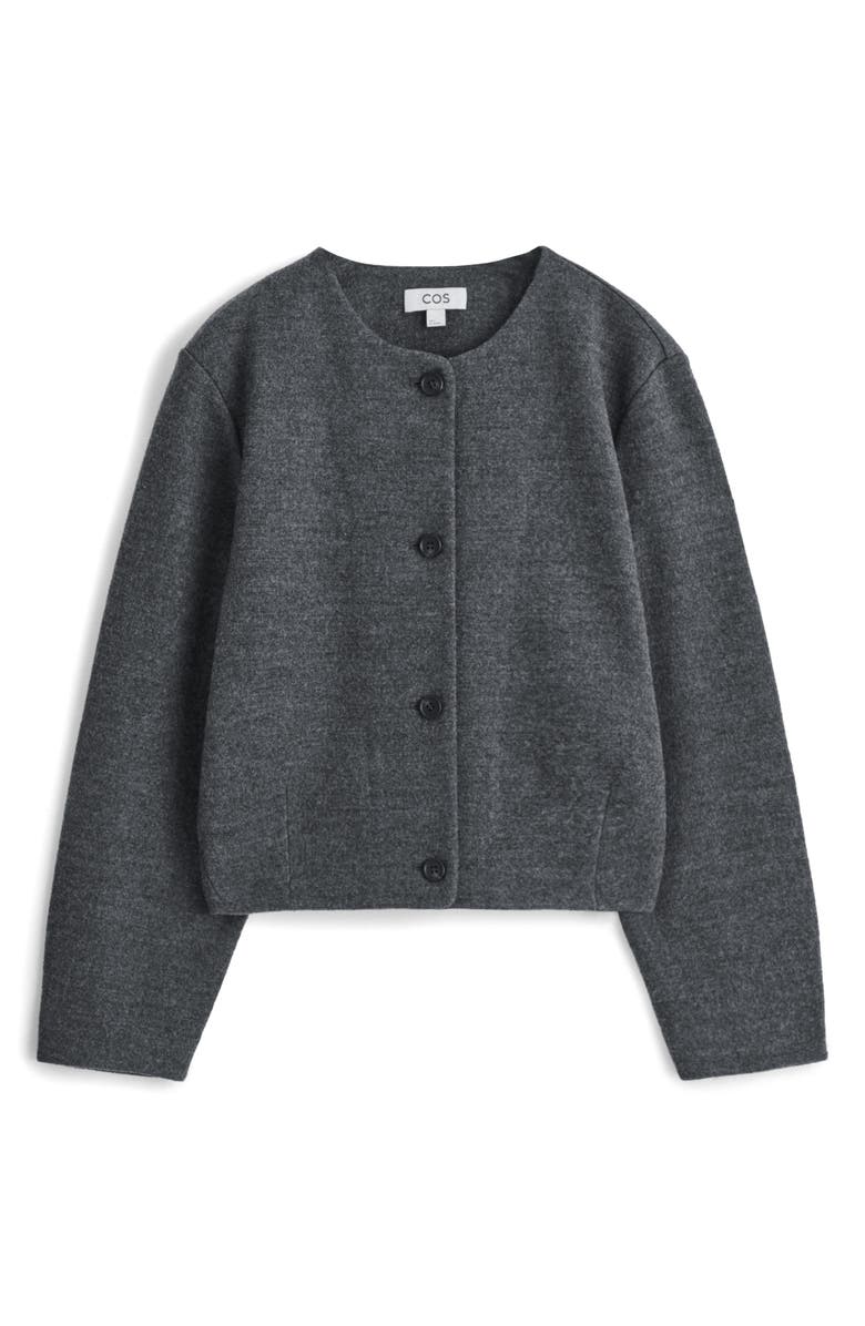 COS Boiled Merino Wool Blend Cardigan, Alternate, color, Grey Dark