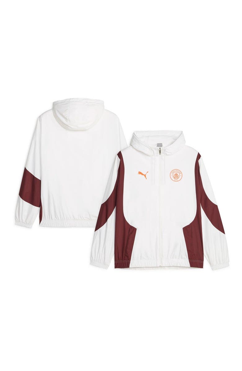 PUMA Men's Puma White Manchester City 2023/24 Pre-Match Anthem Full-Zip Hoodie Jacket, Main, color, White