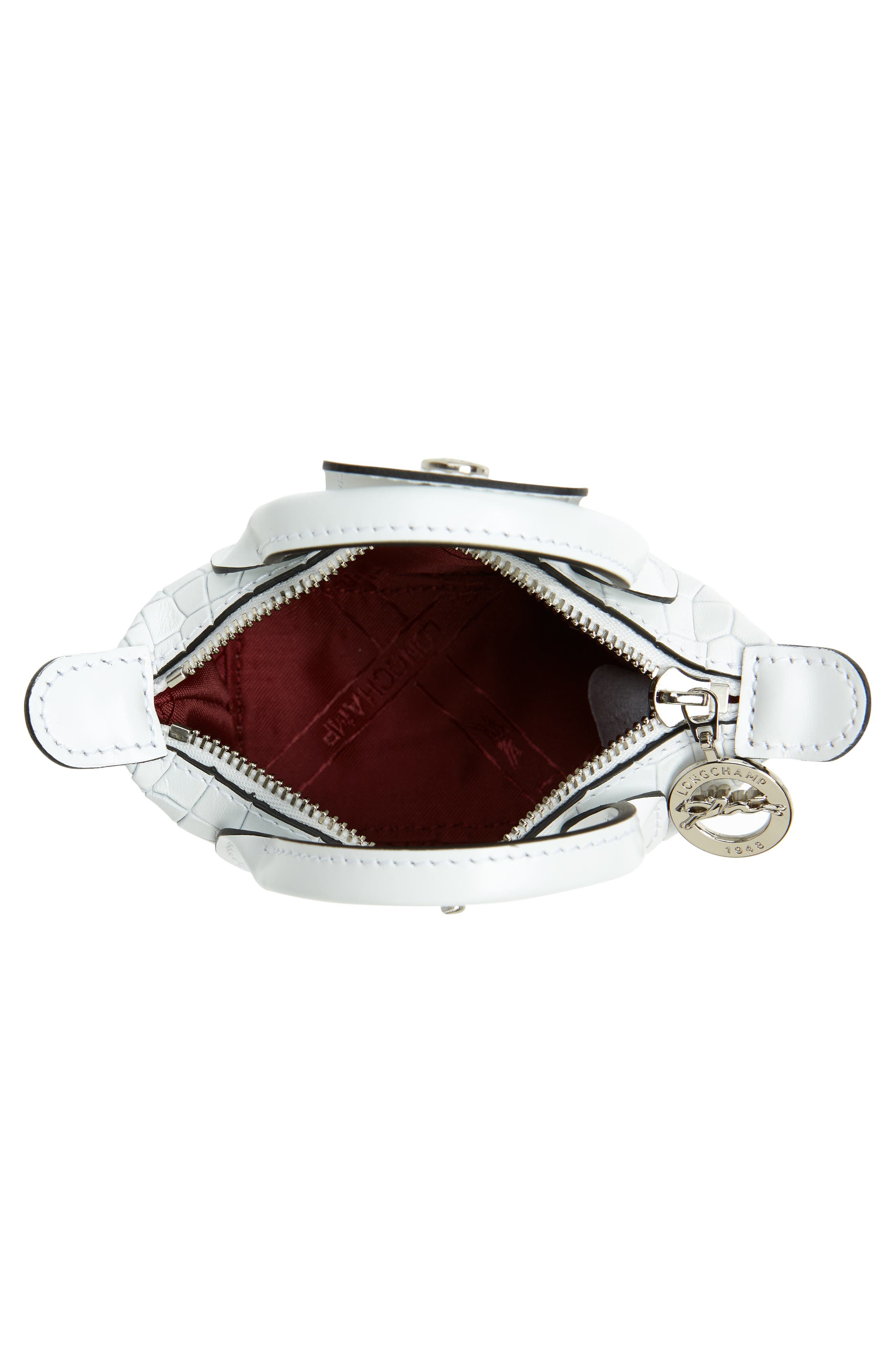 Longchamp Nano Le Pliage Cuir Croc Embossed Leather Top Handle Bag, Alternate, color, 