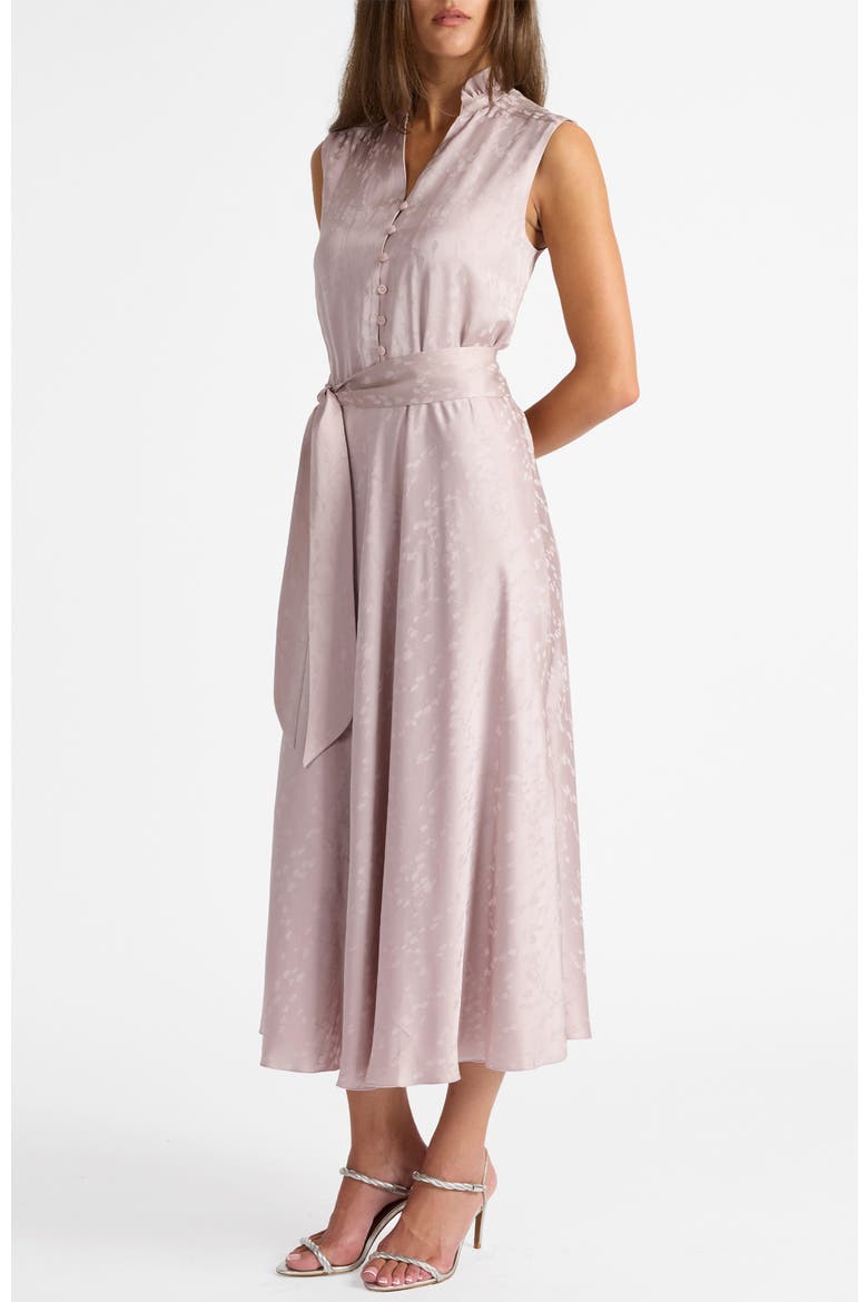 Nirva Sleeveless Dress in Tonal Floral Jacquard, Alternate, color, Lilac Shadow