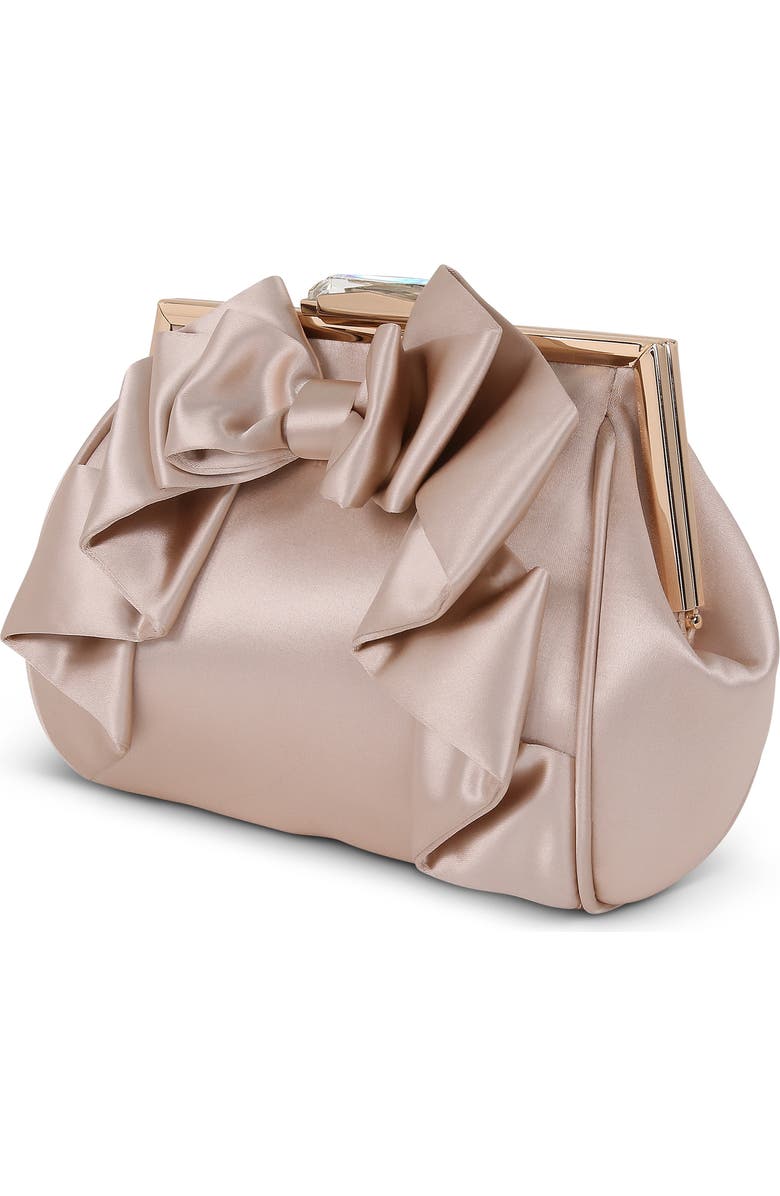 Jewel Badgley Mischka Mae Bow Pouch Clutch, Alternate, color, Champagne