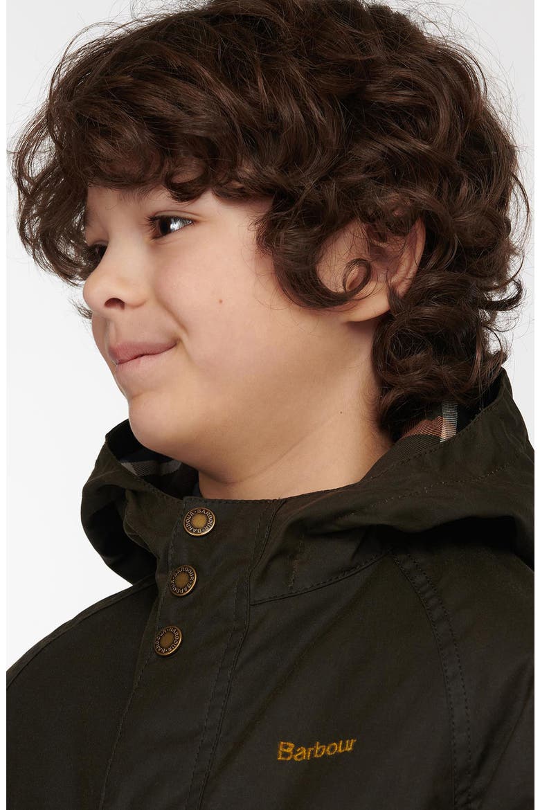 Kids' Beaufort Waxed Hooded Jacket, Alternate, color, OLIVE