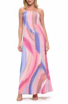 O.L. Printed Strapless Maxi Dress