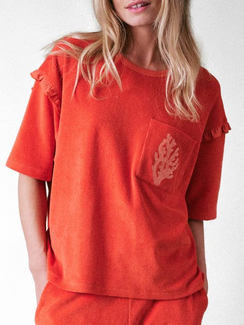 Sea Coral Terry Frill Top