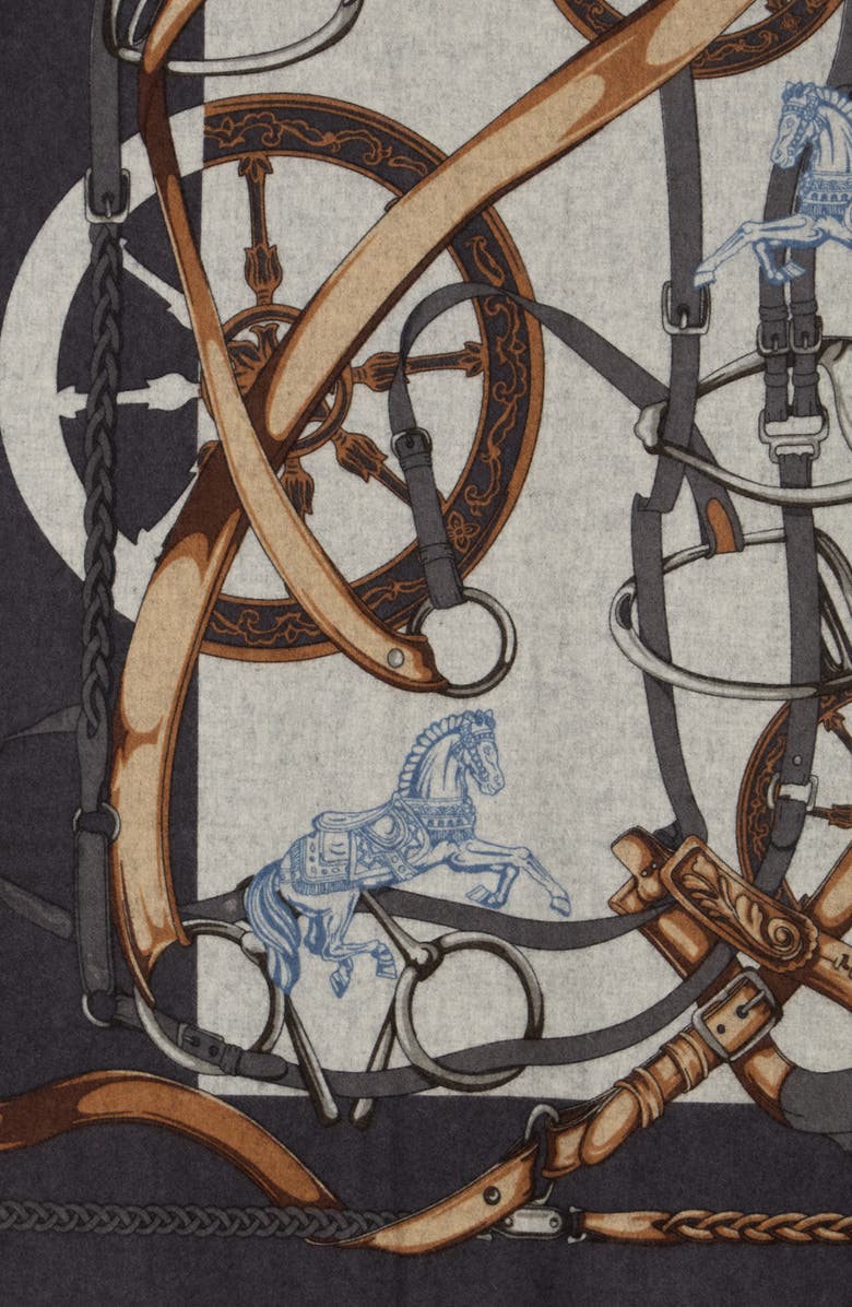 La Fiorentina Faux Fur Trim Cashmere Blend Ruana, Alternate, color, Grey/ Charcoal