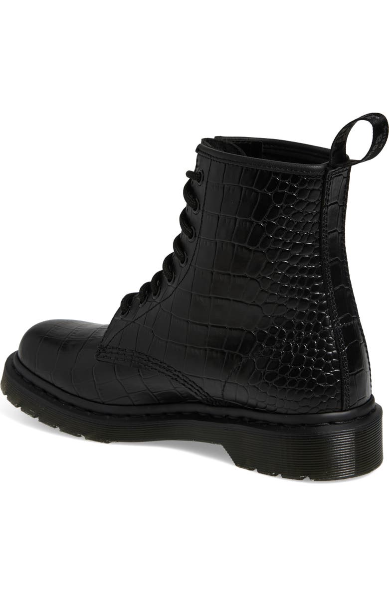 Dr. Martens 1460 Croc Embossed Combat Boot, Alternate, color, Black