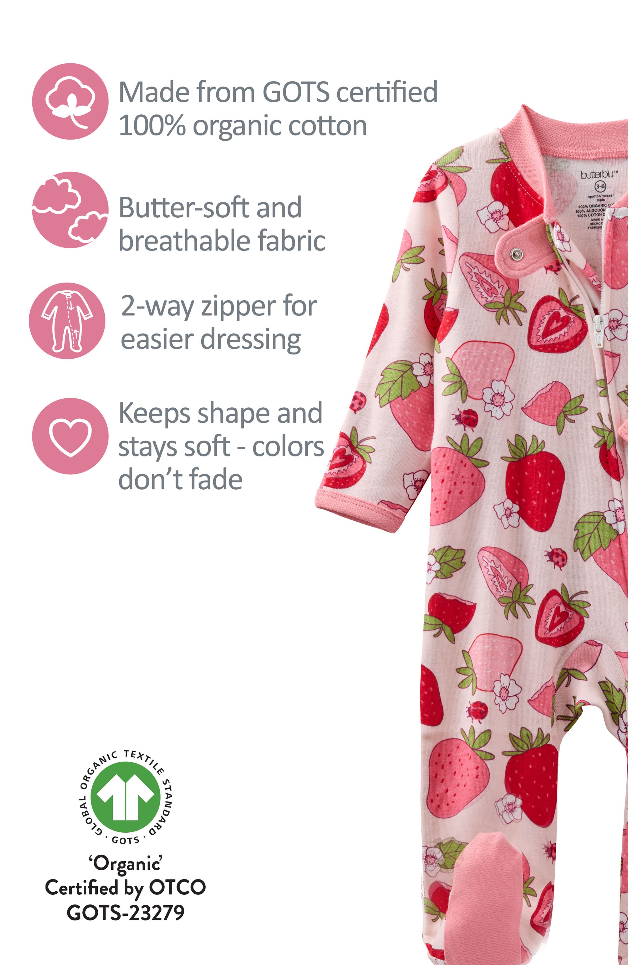 BUTTERBLU Scout One-Piece Organic Cotton Pajamas — фото 5