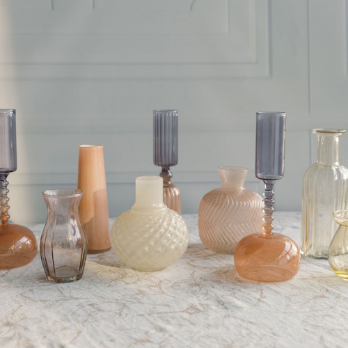 Cg Hunter Etched Borosilicate Glass Bud Vases In Gray