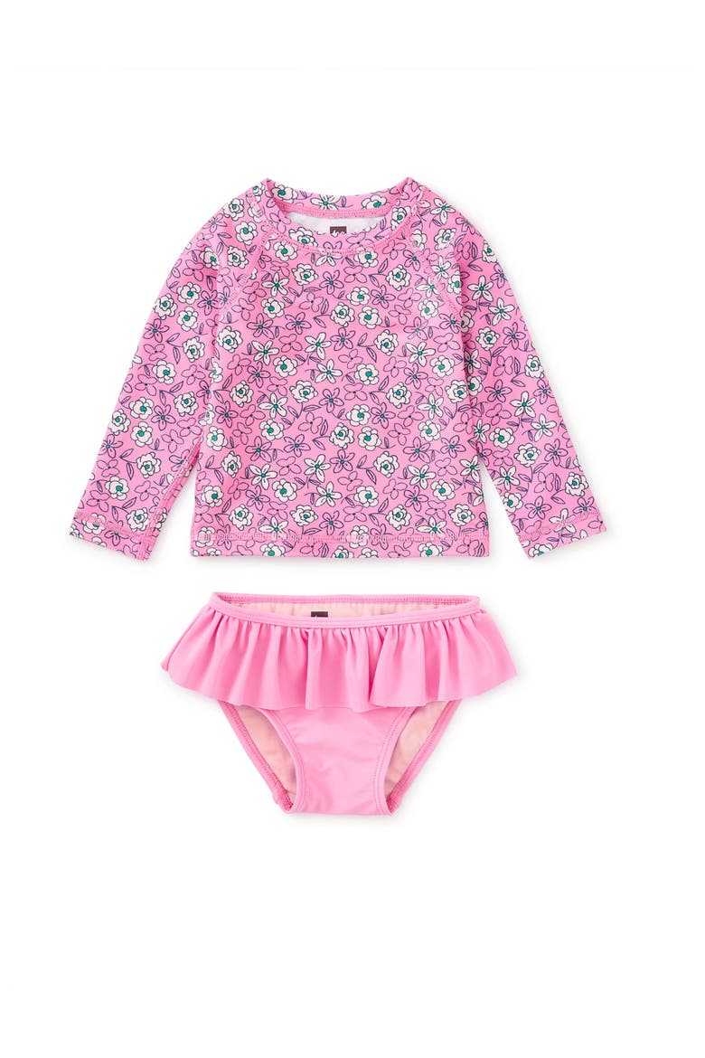Rash Guard Baby Swim Set, Main, color, Carnation Toss