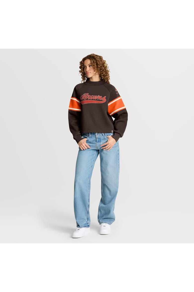 Women's Fanatics Brown Cleveland Browns Oversized Hometown Toss Sweep Mock Neck Pullover, Alternate, color, Brown