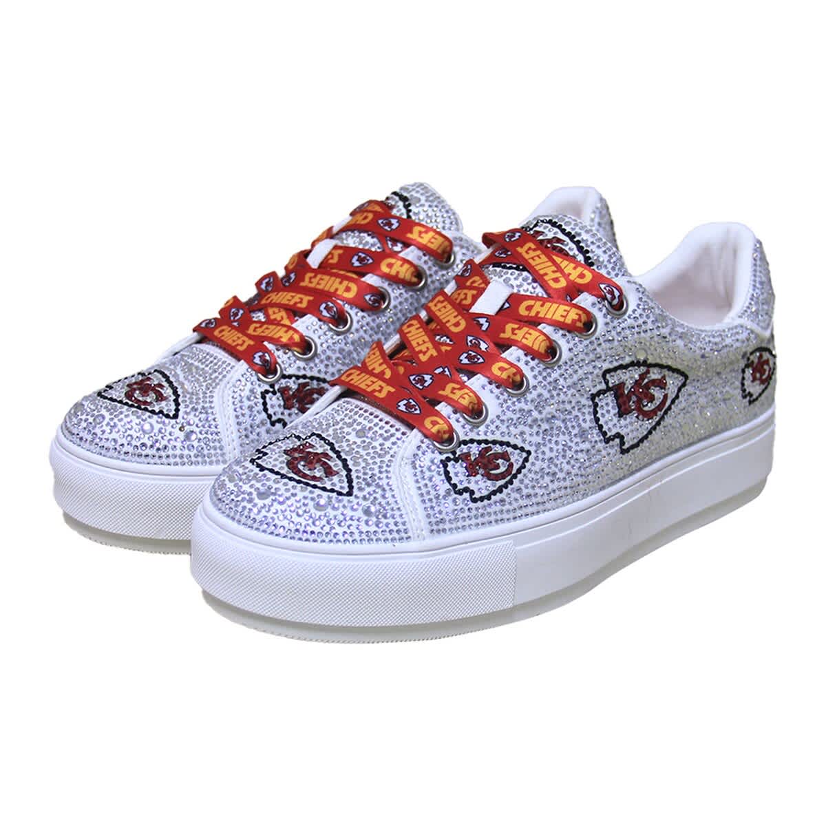 CUCE Women's Cuce White Kansas City Chiefs Crystal Team Logo Sneakers, Main, color, 