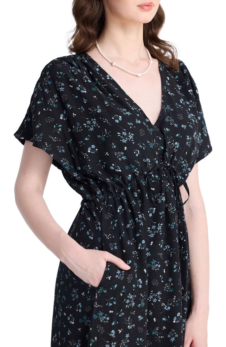 Reistor Gathered Knee-length Dress, Alternate, color, Ditzy Wildflowers