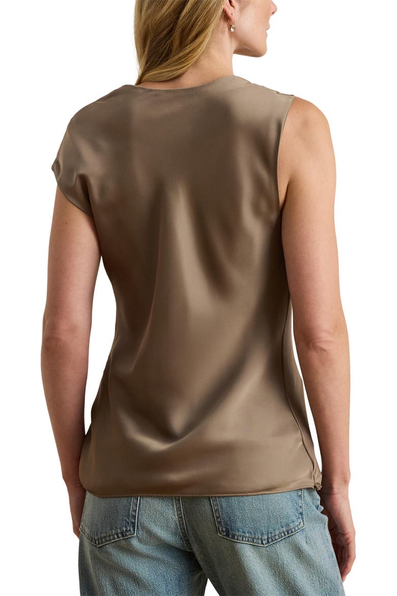 Asymmetric Drape Charmeuse Top, Alternate, color, TAUPE BROWN
