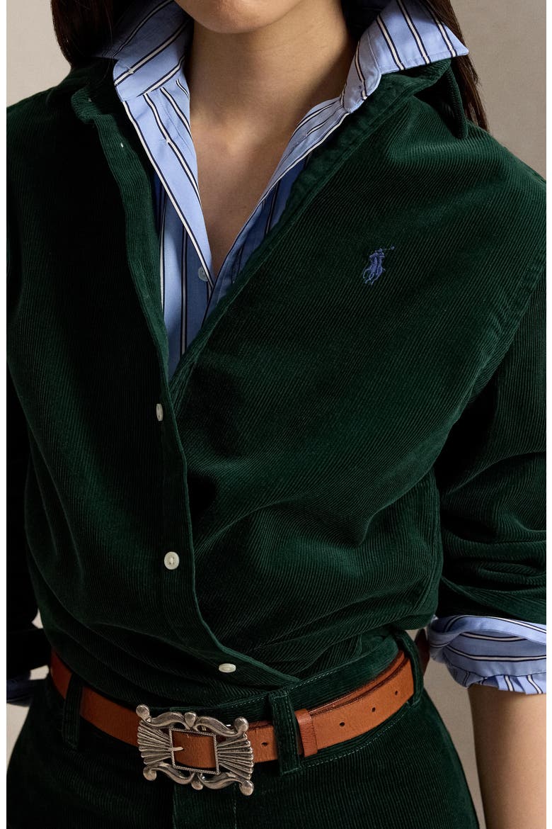 Classic Fit Corduroy Button-Up Shirt, Alternate, color, DARK GREEN