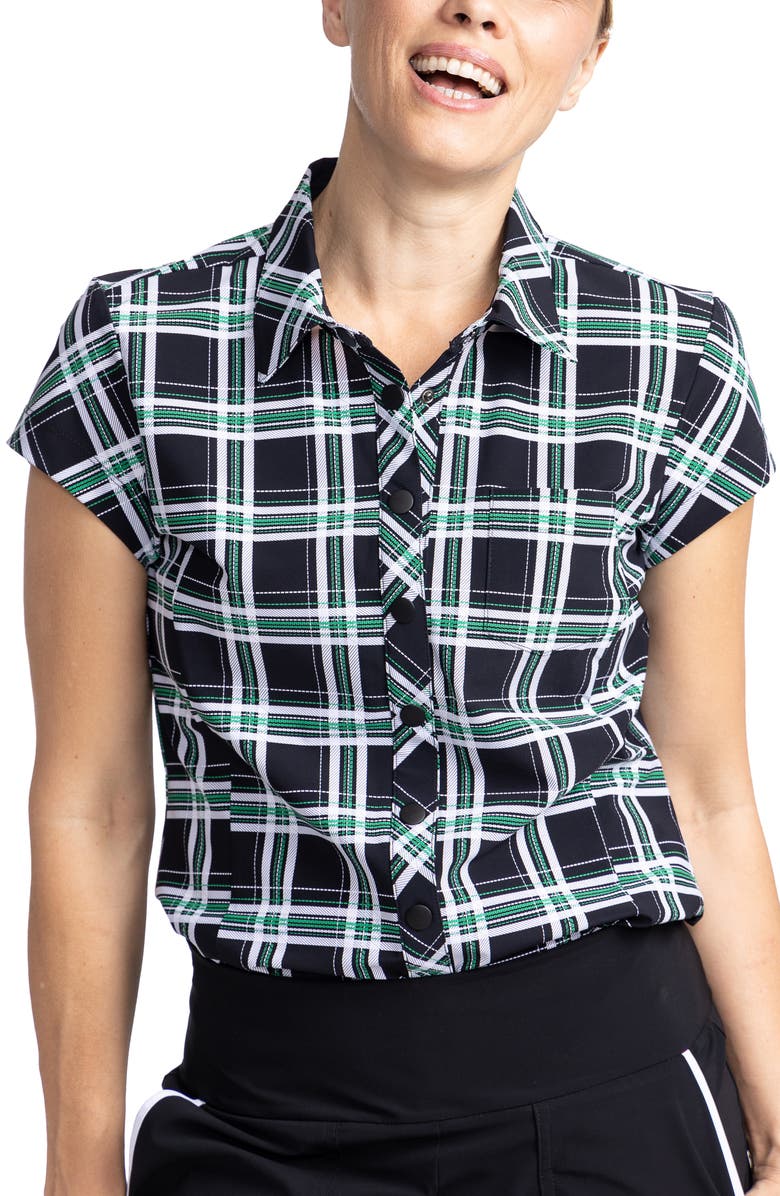 KINONA Tough in the Rough Performance Button-Up Golf Top, Main, color, Tartan Plaid