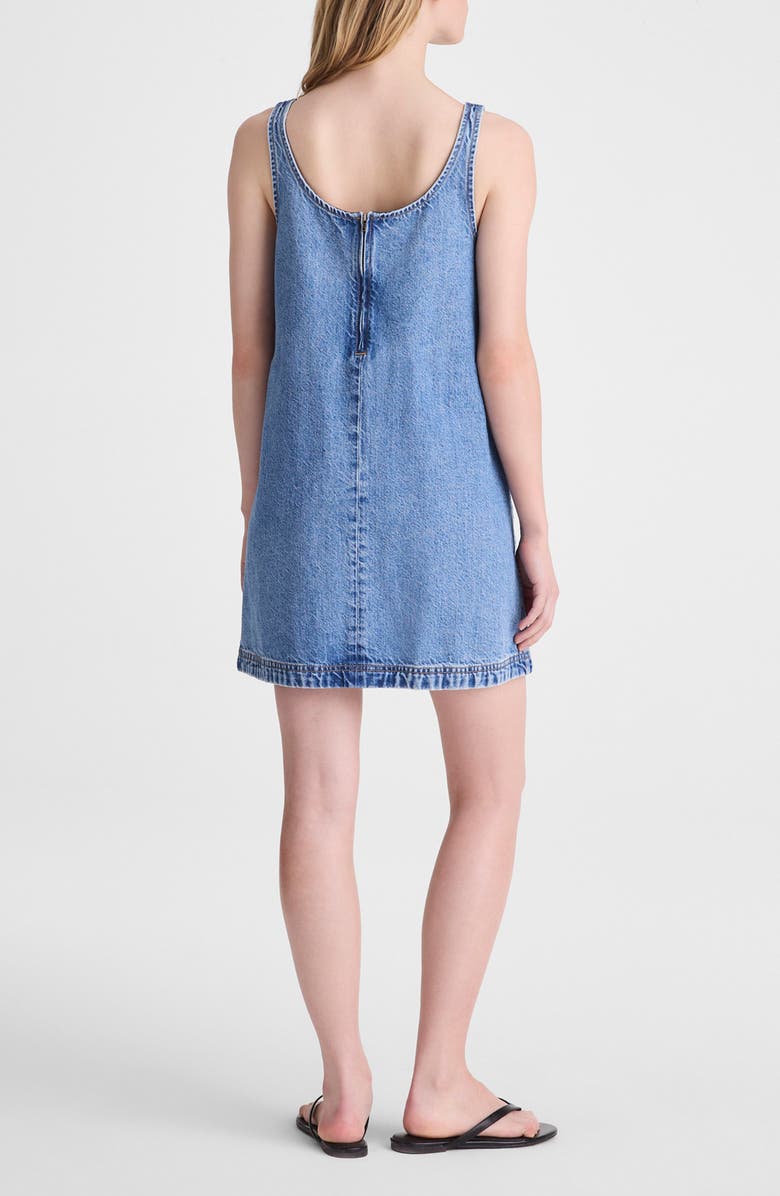 Madewell Embroidered Sleeveless Denim Minidress, Alternate, color, Worn Mid Indigo