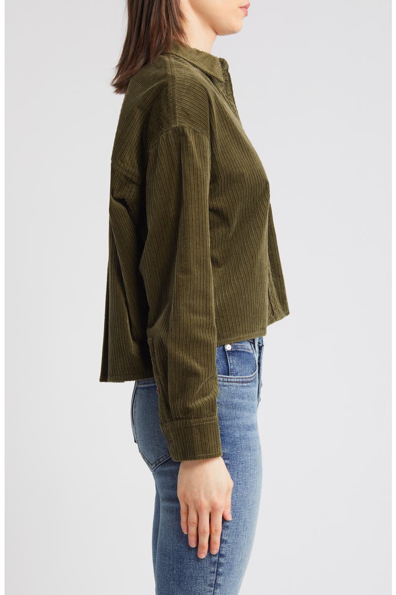 Variegated Corduroy Button-Up Shirt, Alternate, color, KALE