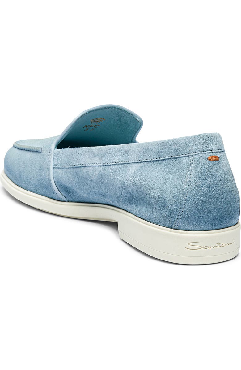 Santoni Women's Suede Loafer, Alternate, color, Light Blue