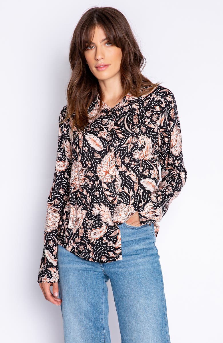 PJ Salvage Paisley Button Front Pajama Top, Alternate, color,