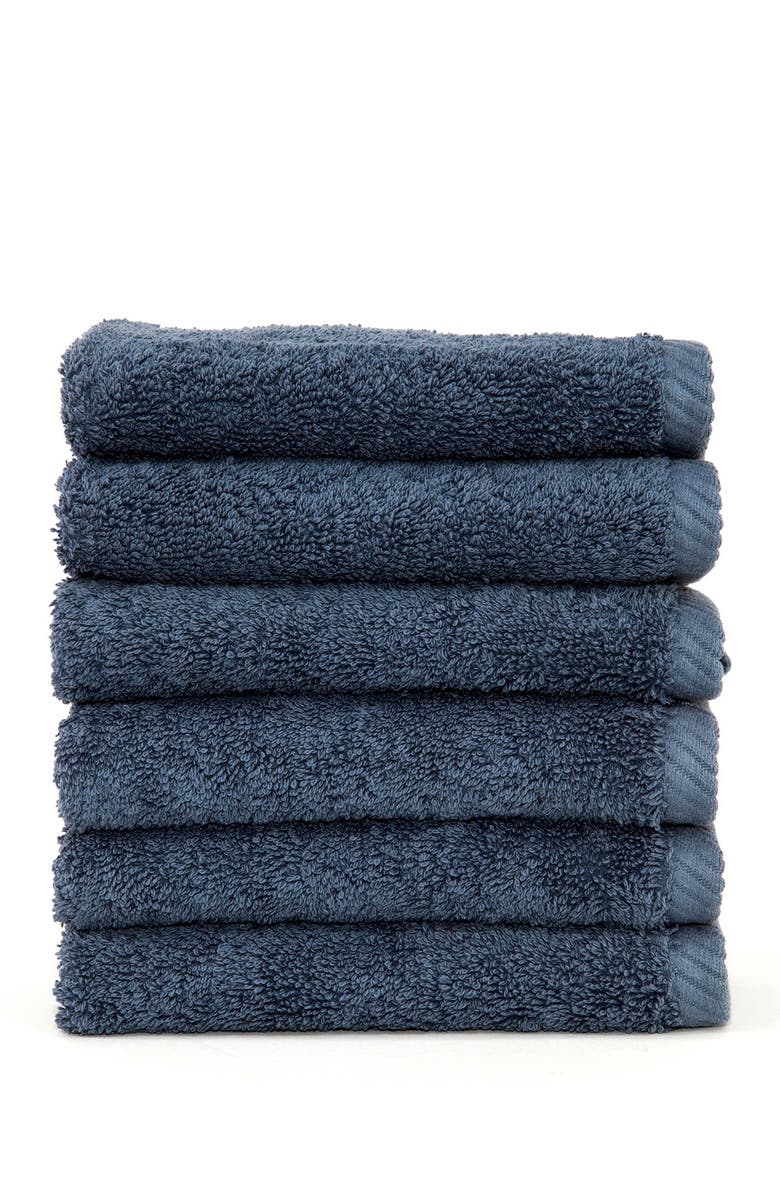 Linum Home Textiles Midnight Blue Soft Twist Washcloths - Set of 6, Main, color, 