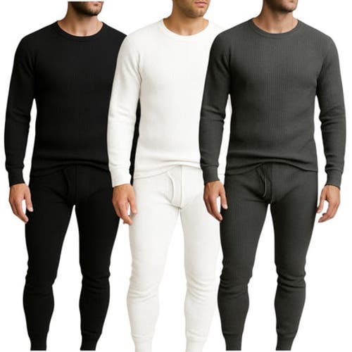 Benben 3 Pack Waffle Knit Thermal Loungewear Set In Gray