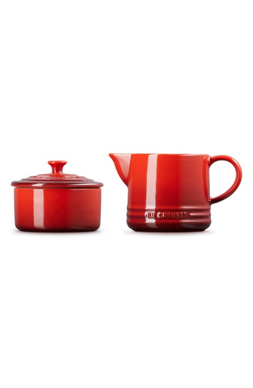 Le Creuset Cerise Signature Cream & Sugar Set With $6 Credit In Cerise