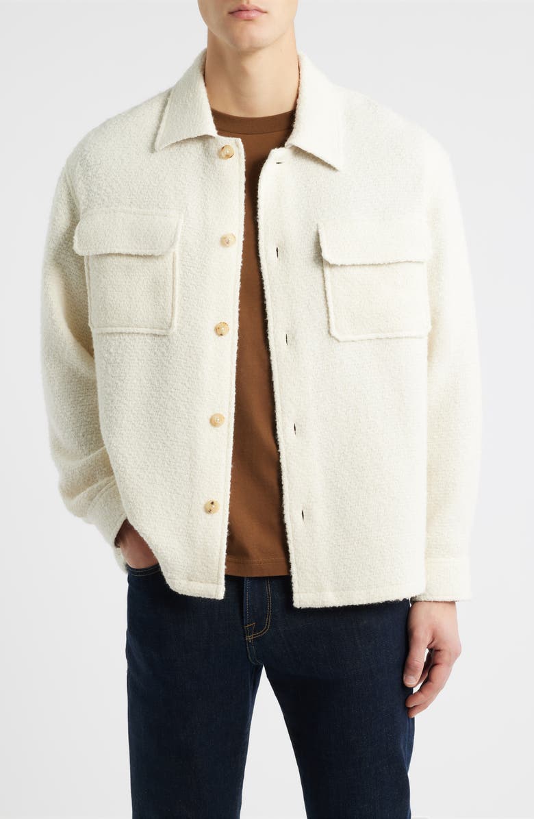 FRAME Tweed Overshirt, Main, color, Warm White