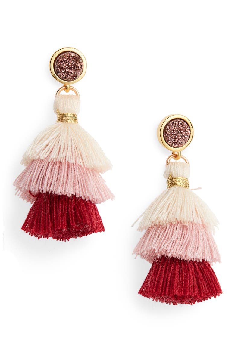 Tassel Statement Earrings, Main, color, MAUVE/ GOLD