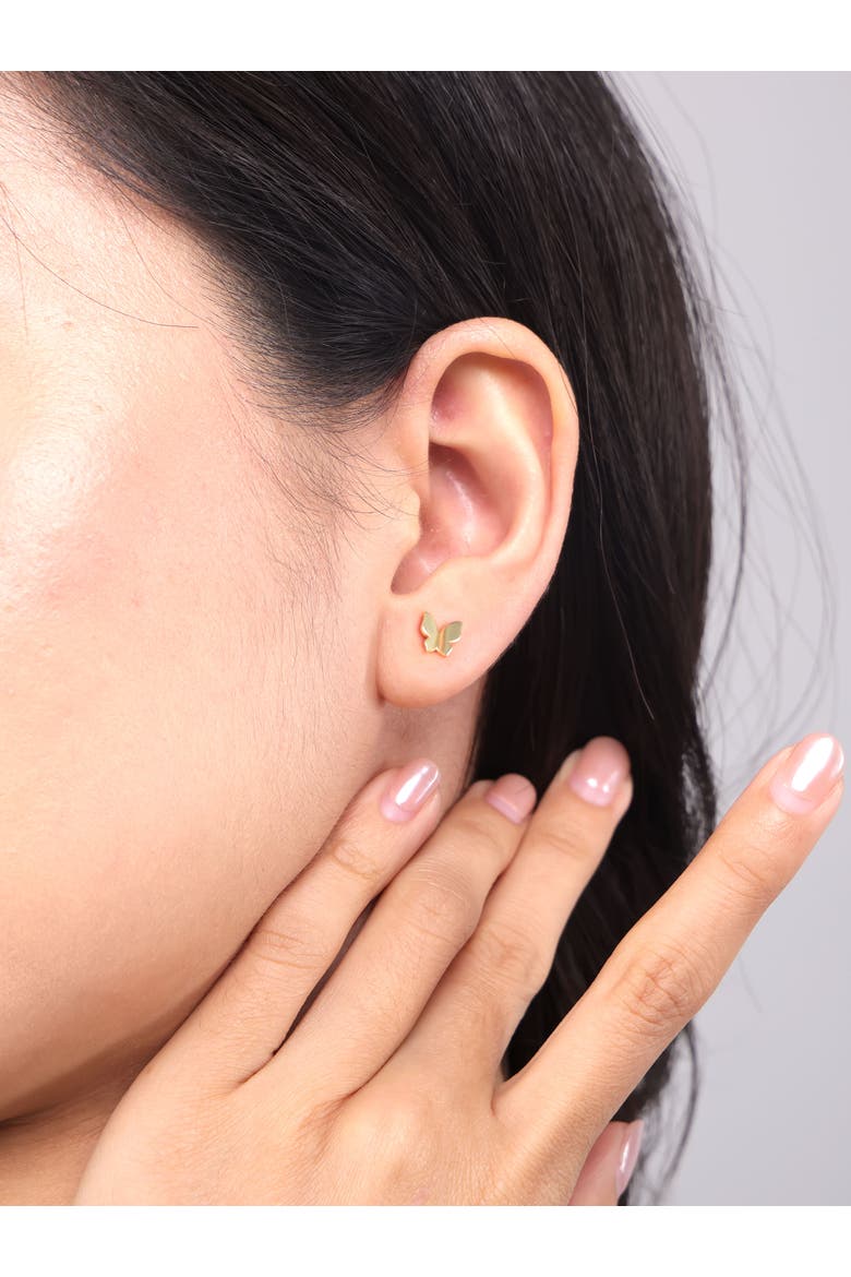 Butterfly Stud Earrings in 14K Gold, 6mm, Alternate, color, Yellow Gold