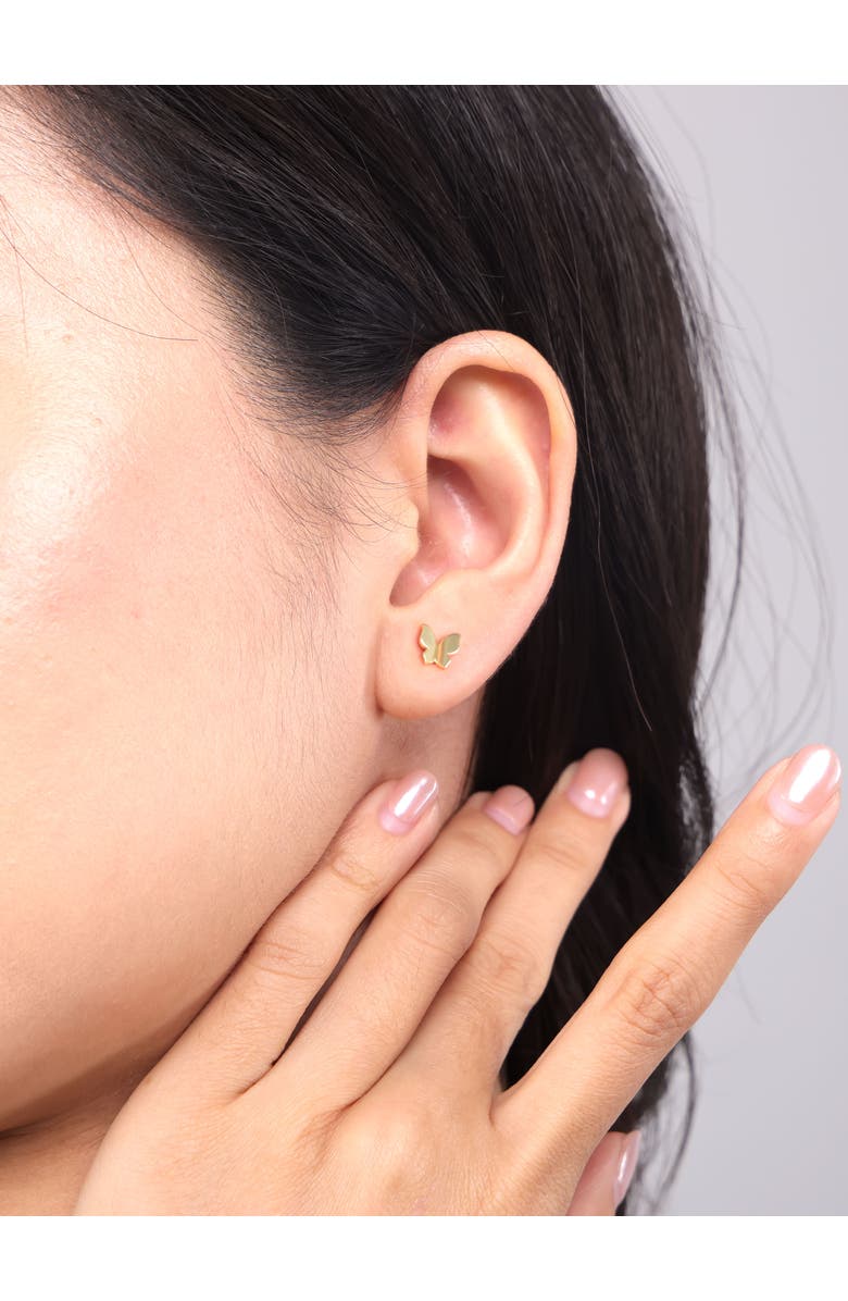 DEVATA Butterfly Stud Earrings in 14K Gold, 6mm, Alternate, color, Yellow Gold