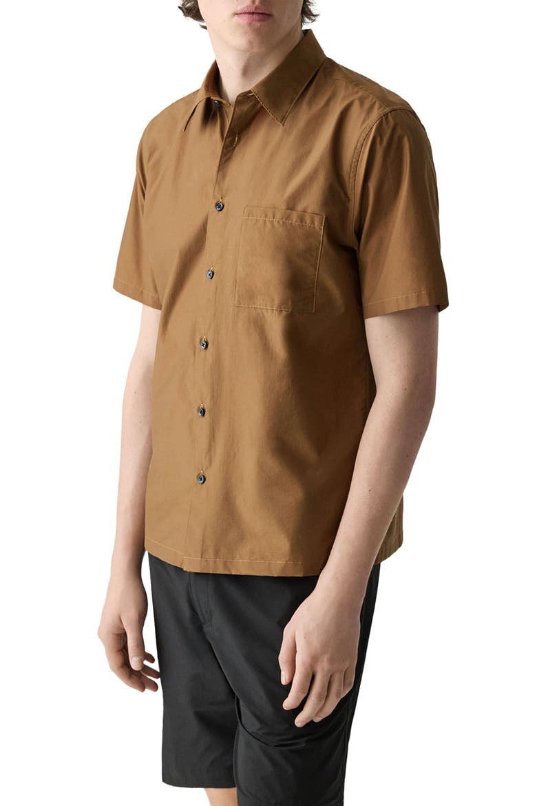 Noll Soft Lawn Short Sleeve Button-Up Shirt, Alternate, color, DEEP TOBACCO