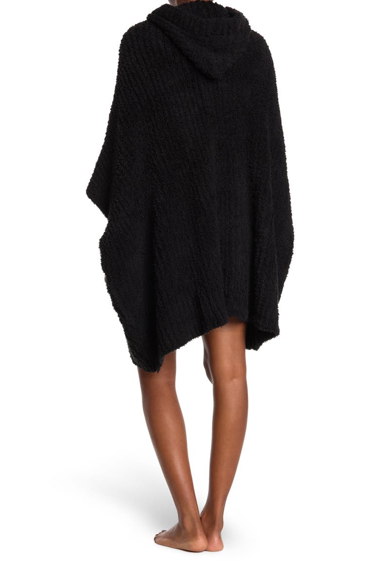 CozyChic® Ribbed Hooded Poncho, Alternate, color, BLACK