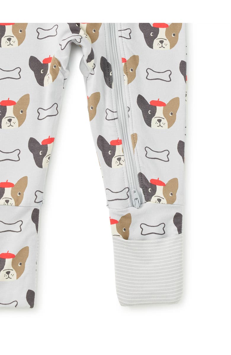Tea Collection Footed Baby Romper, Alternate, color, French Bull Dog