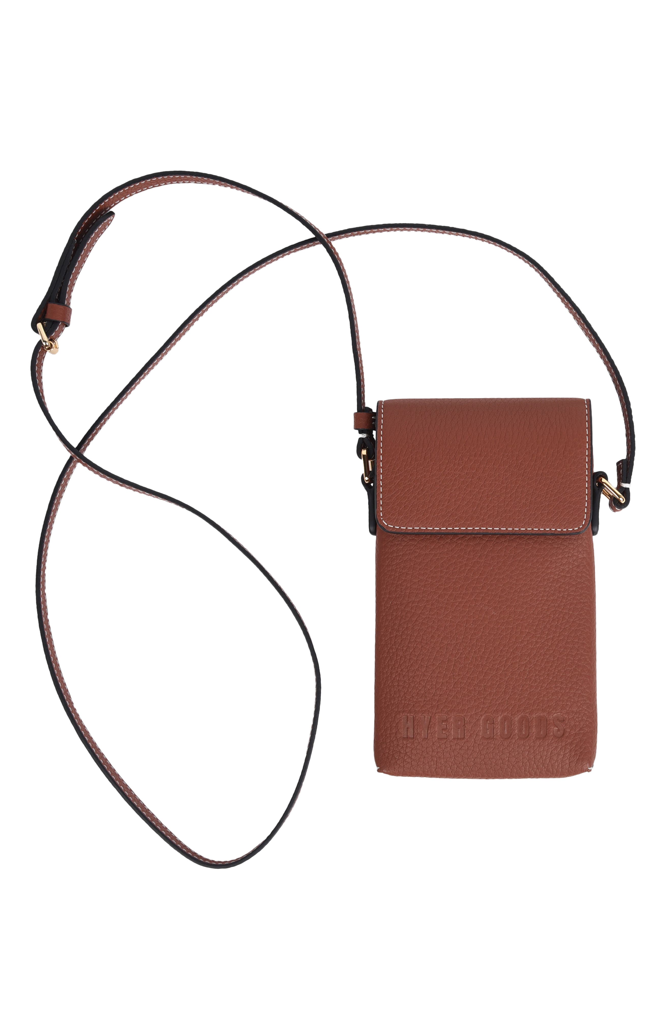 HYER GOODS Upcycled Leather Crossbody Phone Sling, Main, color, 