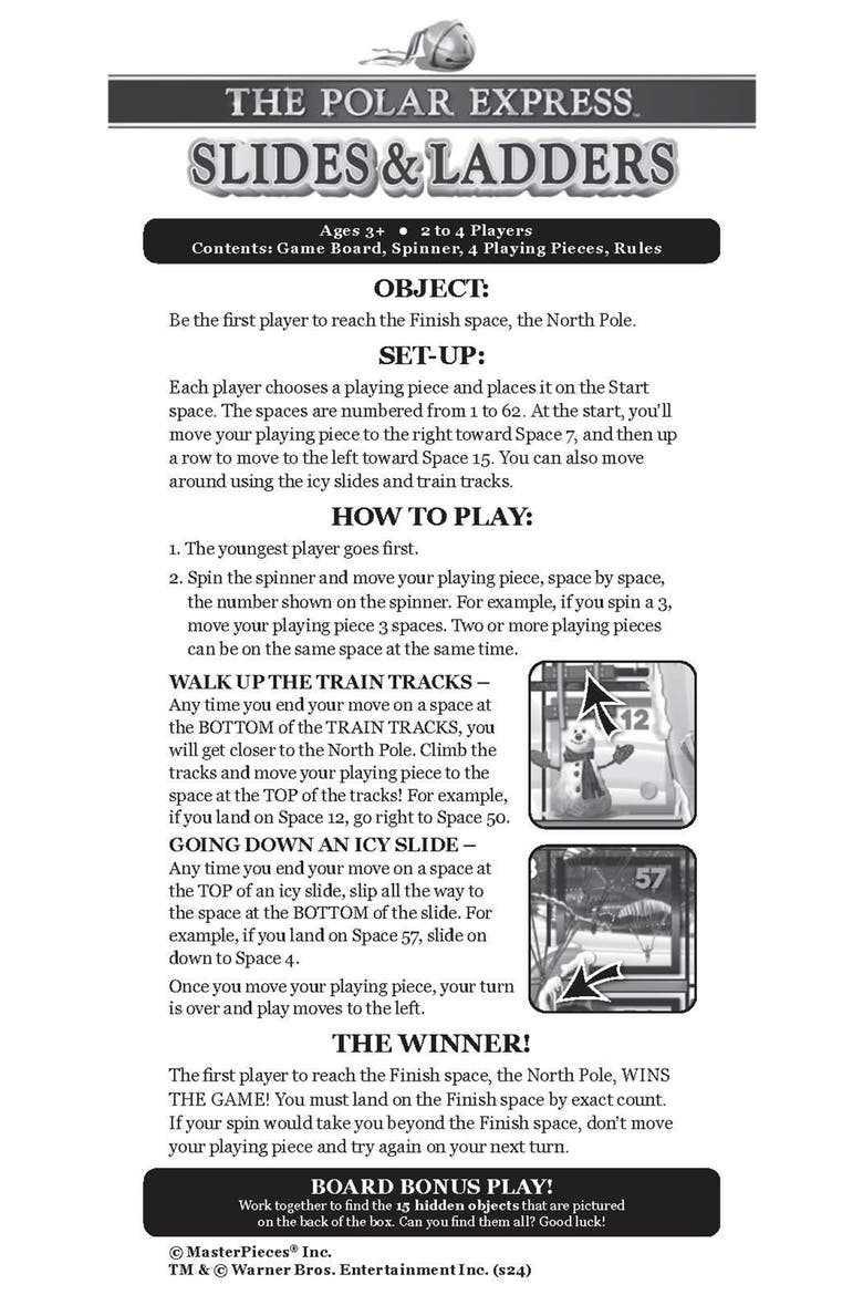 The Polar Express Slides & Ladders Game, Alternate, color, Multicolor
