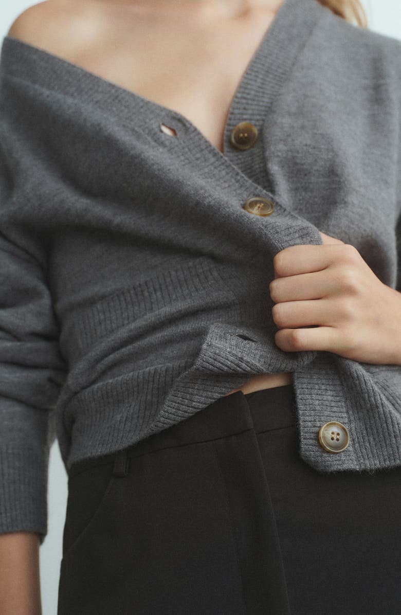 MANGO V-Neck Cardigan, Alternate, color, Medium Heather Grey