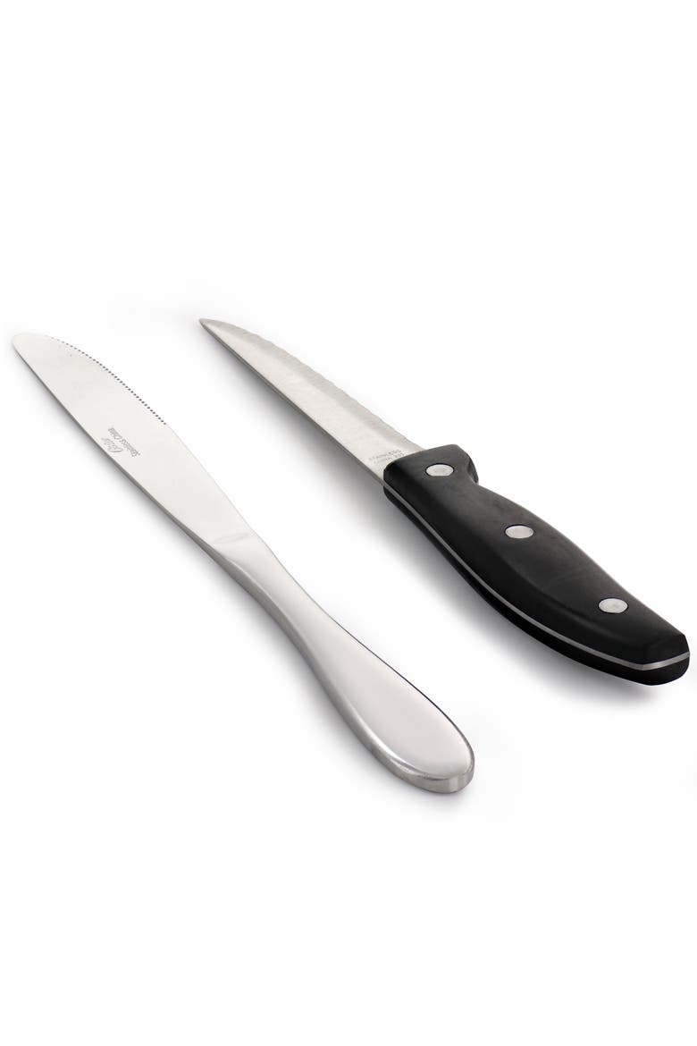 20 Piece Stainless Steel Flatware Set with Steak Knives, Alternate, color, Silver