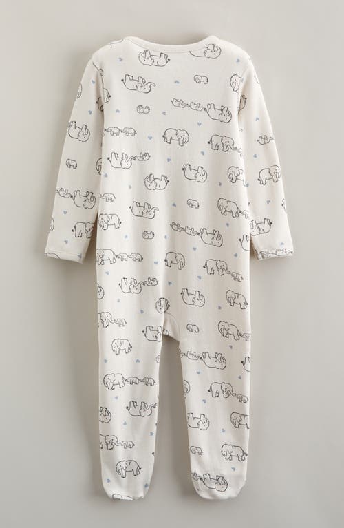 Nordstrom Print Zip Cotton Footie In White